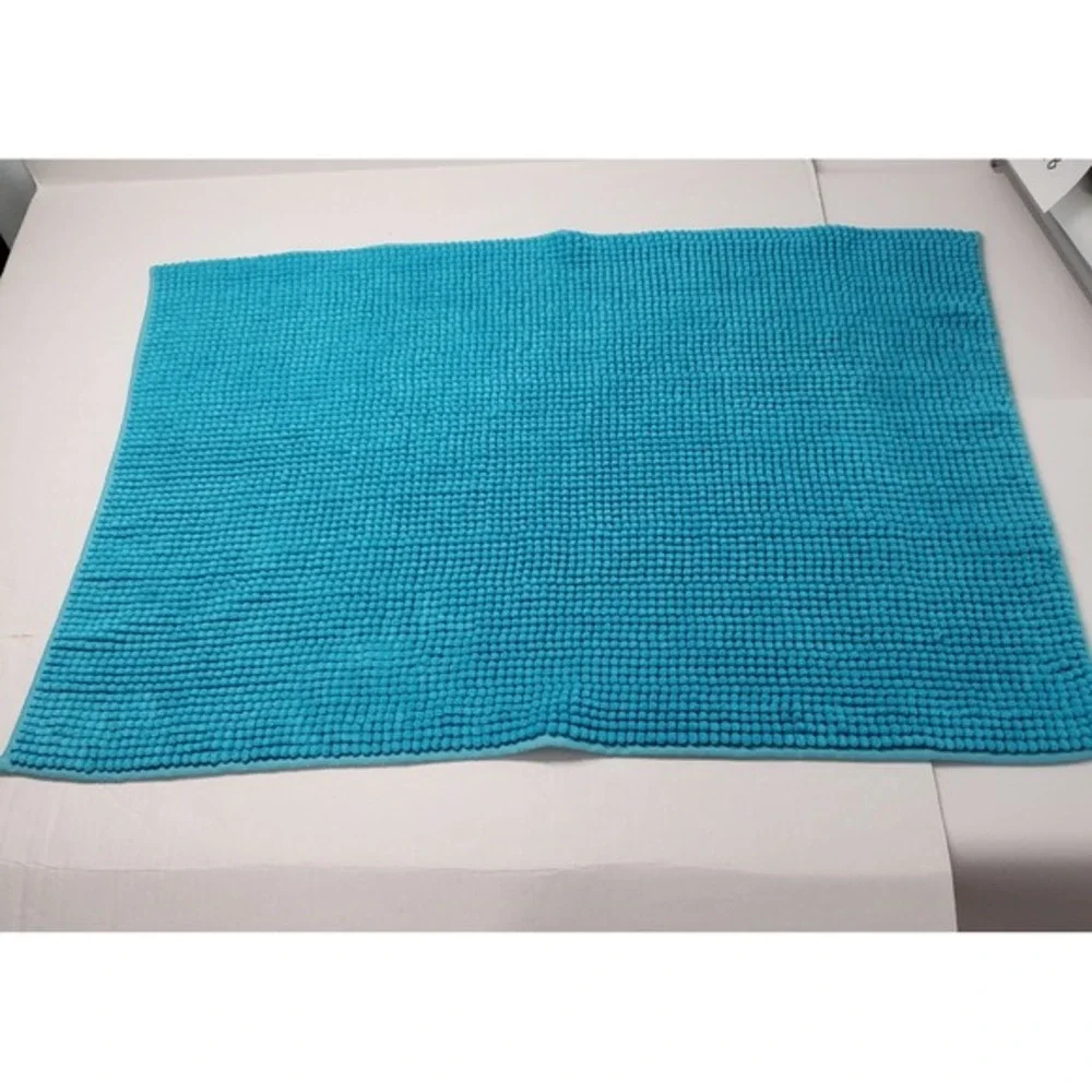 Chenille Bath Mat Rug Set of‎ 2 35x24 Turquoise Texture Spa Soft Plush Absorbent
